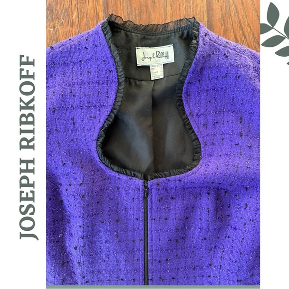 Joseph Ribkoff Evening Jacket  Zipper Front Ribbon Trim Queen Anne Neck
Size 18 - Picture 4 of 6